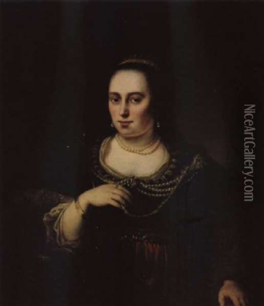 Junge Frau Mit Perlenschmuck Oil Painting - Ferdinand Bol
