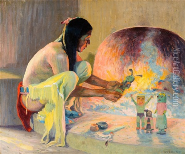 The Kachina Maker Oil Painting - Eanger Irving Couse