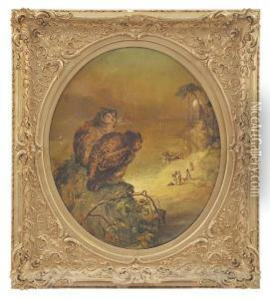 Story Of The Two Owls In Arabian Nights Oil Painting - William Dexter