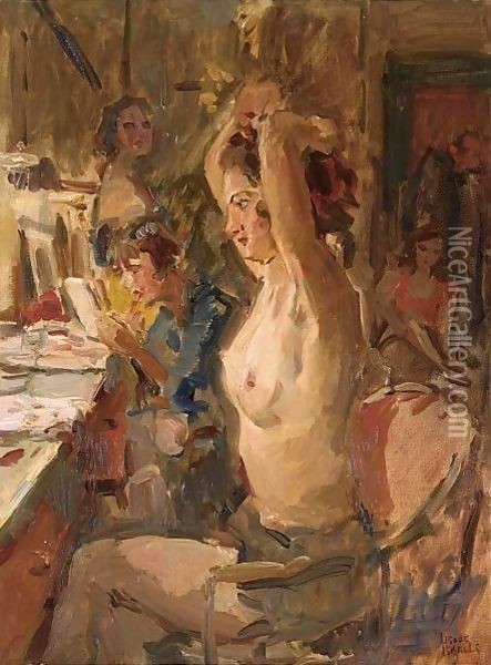 In The Dressing Room Of The Scala Theatre, The Hague Oil Painting - Isaac Israels