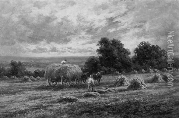 Harvest Time - Lymington, Hampshire Oil Painting - Henry H. Parker