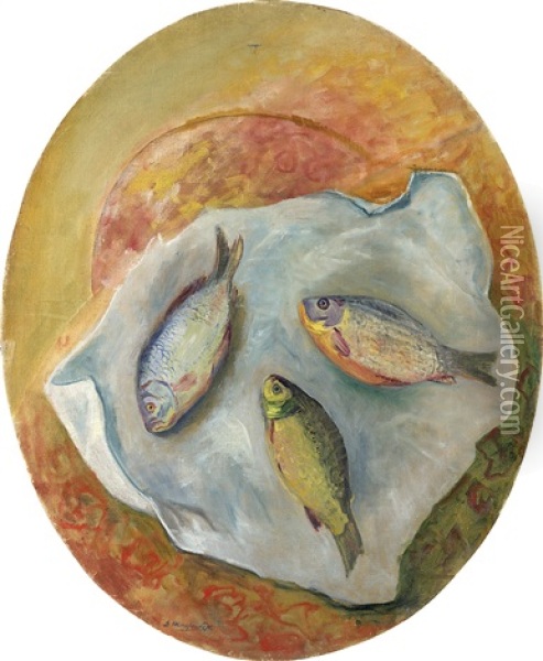 Still Life With Fish Oil Painting - David Shterenberg
