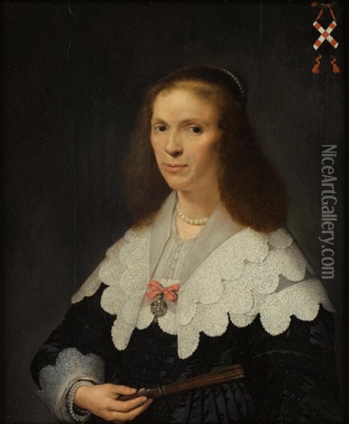 Portrait Of Jacoba Van Erp (1608-1664) Oil Painting - David Bailly