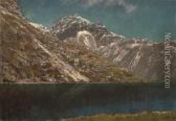 A Mountain Lake Oil Painting - Vittorio Avondo