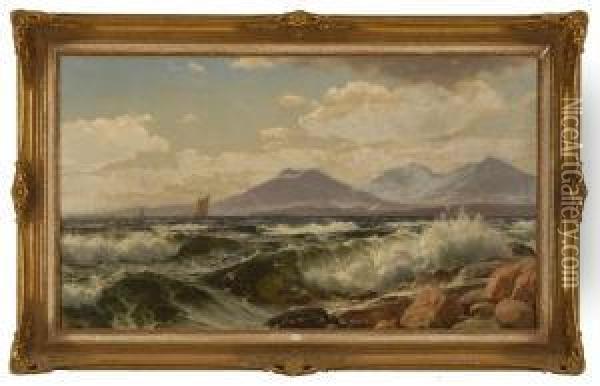 Waves Crashing Onshore Oil Painting - Lauritz B. Holst