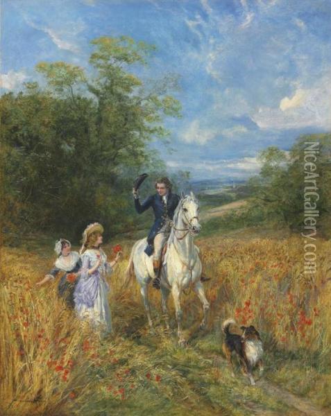 A Passing Greeting Oil Painting - Heywood Hardy