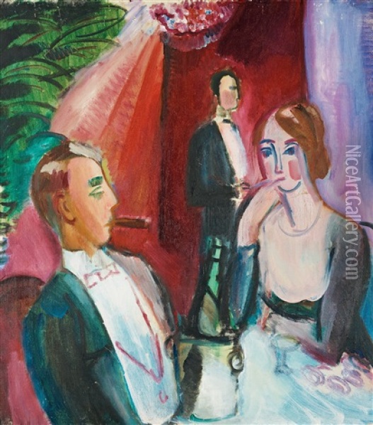 Cafe Royal - Paris Oil Painting - Goesta (Adrian G. Fabian) Sandels