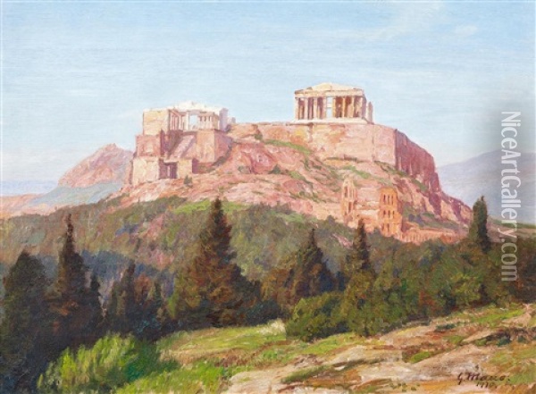 Die Akropolis Von Athen Oil Painting - Georg Macco