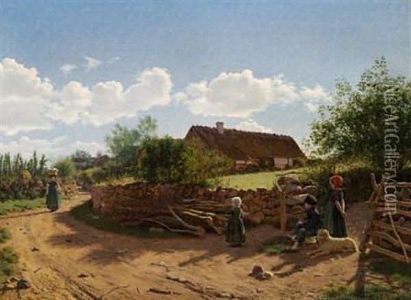 Parti I En Landsby Oil Painting - Frederik (Johan Frederik Nikolai) Vermehren