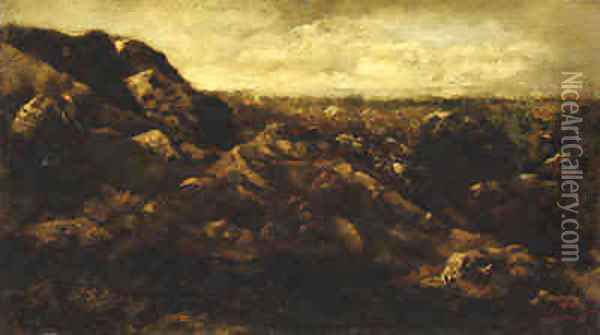 A Rocky Outcrop Oil Painting - Narcisse-Virgile Diaz de la Pena