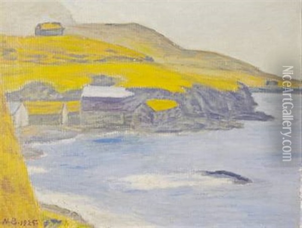 Nolso Fiord At Thorshavn, Faroe Islands Oil Painting - Niels Bjerre