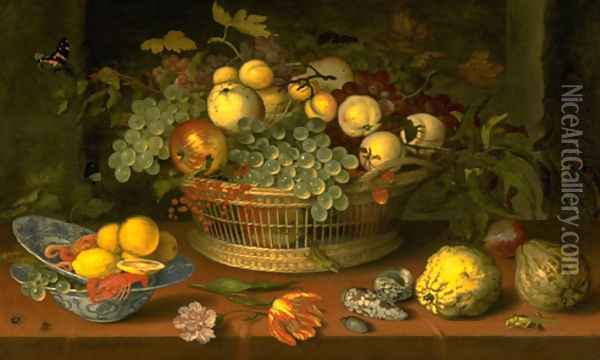 Still Life with a Basket of Fruit Oil Painting - Balthasar Van Der Ast