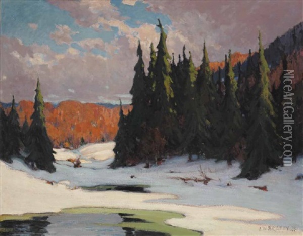 Winter Break-up, Algonquin Park Oil Painting - John William Beatty
