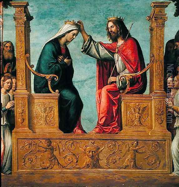 Coronation of the Virgin (detail) Oil Painting - Giovanni Battista Cima da Conegliano
