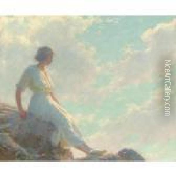 A Seat On The Summit Oil Painting - Charles Curran
