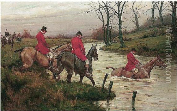 Crossing The River Oil Painting - George Wright