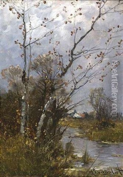 Herbstliche Flusslandschaft Oil Painting - Johann Jungblut