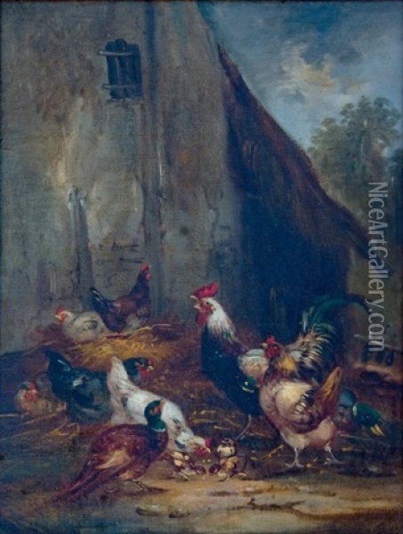 Basse-cour (pair) Oil Painting - Claude Guilleminet