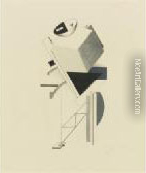 Sentinel From Victory Over The Sun Oil Painting - Eliezer Markowich Lissitzky
