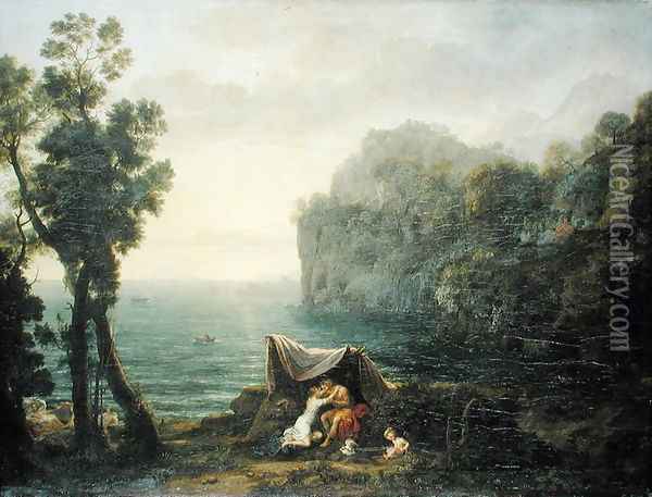 Coastal landscape with Acis and Galatea, 1657 Oil Painting - Claude Lorrain (Gellee)