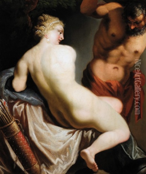 Minerva Und Atlas - Minerva E Atlante Oil Painting - Pietro (Libertino) Liberi