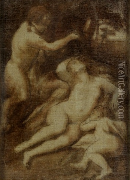 Jupiter Et Antiope Oil Painting - Eugene Carriere
