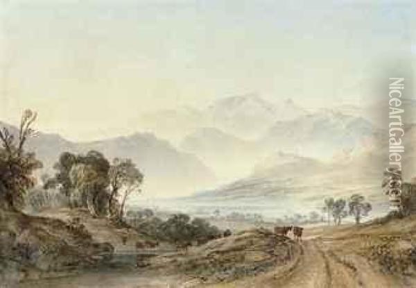 A Mountain Landscape, Possibly In The Lake District Oil Painting - Anthony Vandyke Copley Fielding