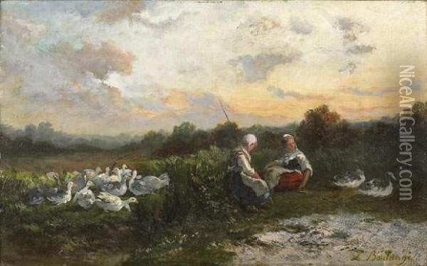 Les Gardeuses D'oies Oil Painting - Louis Boulange