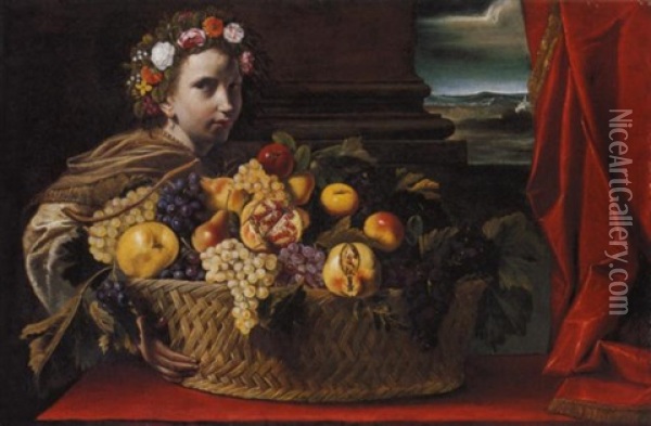 Fanciulla Con Canestra Di Frutta Oil Painting - Pietro Paolini