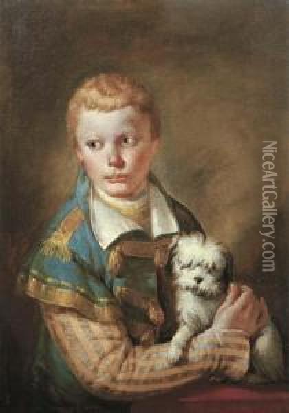 Portrait Of A Young Boy With A Dog Oil Painting - Francesco Zugno