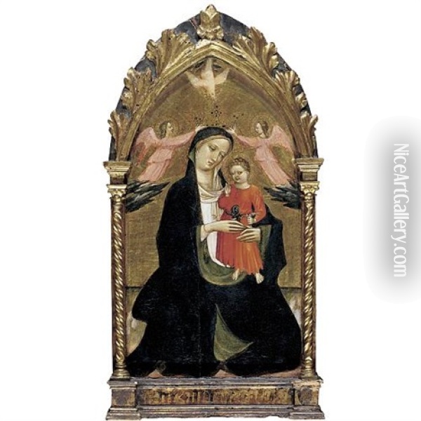 Madonna And Child Flanked By Two Angels Oil Painting - Giovanni dal Ponte