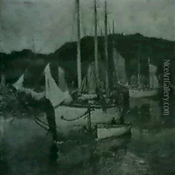 A Harbor Scene Oil Painting - Paul Bernard King