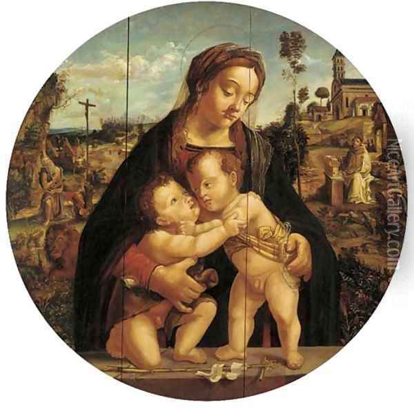 Madonna and Child with the infant Saint John the Baptist Oil Painting - Raphael