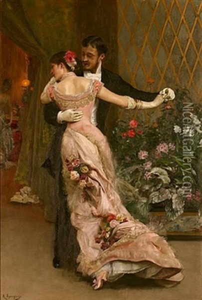 The End Of The Ball Oil Painting - Rogelio De Egusquiza