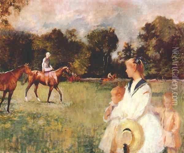 Schooling the Horses, 1902 Oil Painting - Edmund Charles Tarbell