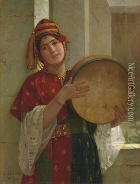 A Young Turkish Woman Oil Painting - Christen Brun
