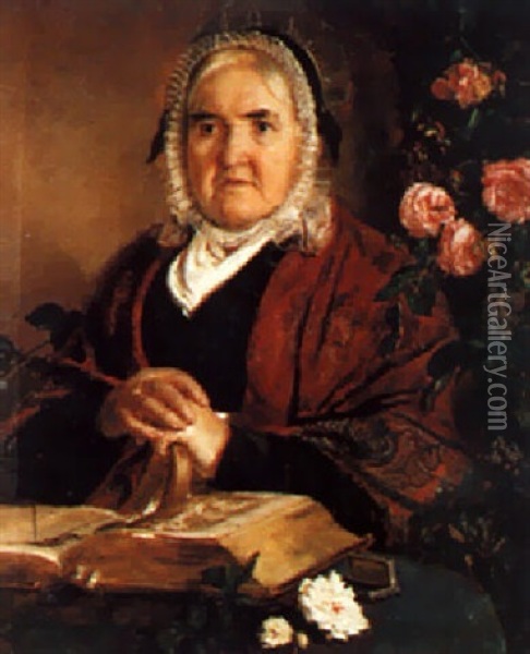 Portrait Of Elenor Booth Oil Painting - Wilhelm Trautschold