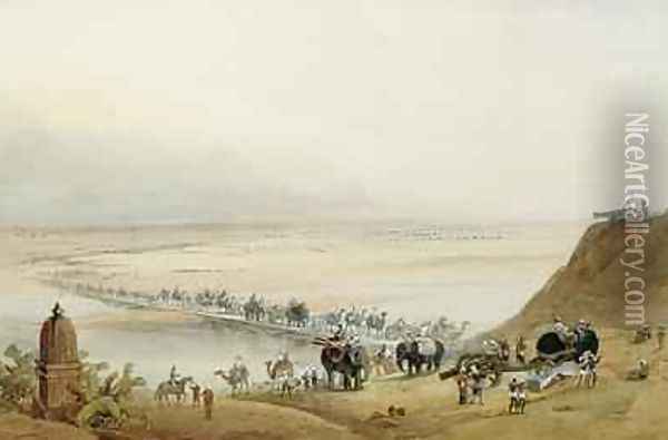 Released Garrison of Lucknow Crossing the Ganges Oil Painting - J. Needham