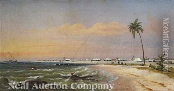 Running Ashore On The Florida Coast Oil Painting - George Robert Bonfield