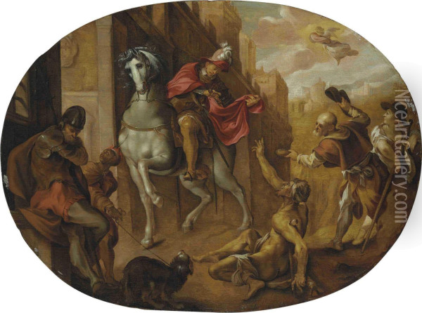 Saint Martin Dividing His Cloak Oil Painting - Joseph, The Younger Heintz