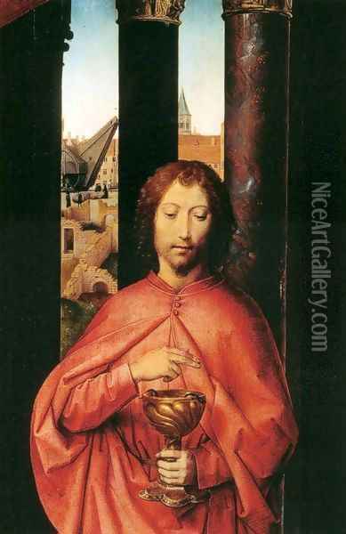 St John Altarpiece (detail) 3 Oil Painting - Hans Memling