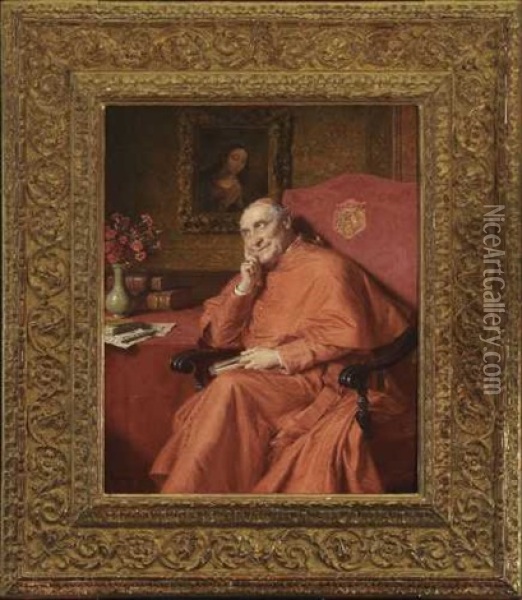 Nachdenklicher Kardinal Oil Painting - Eduard von Gruetzner