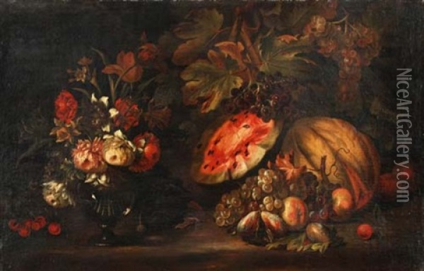 Stilleben Mit Fruchten Oil Painting - Michelangelo Cerquozzi