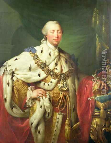 Portrait of George III 1738-1820 in his Coronation Robes, c.1760 Oil Painting - Allan Ramsay