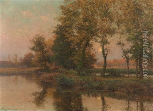Soir D'automne (vallee D'essonne) Oil Painting - Albert Gabriel Rigolot