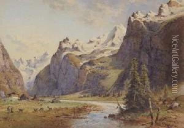 Paysage De Montagne Oil Painting - Charles Pensee