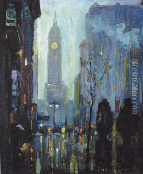 The City At Night Oil Painting - Frank Coburn