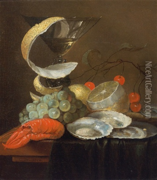 A Still Life With Fruit Oil Painting - Cornelis De Heem
