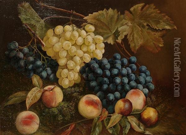 Still Life Of Fruit On A Mossy Bank Oil Painting - Chester Earles