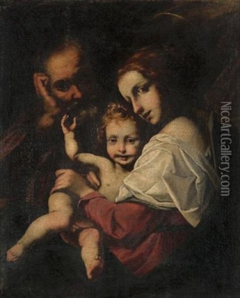 The Holy Family Oil Painting - Melchiorre Gherardini